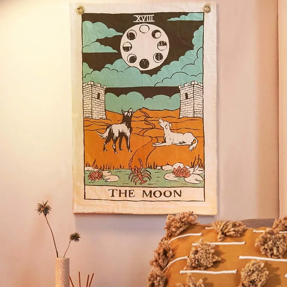 SET of 3 Twin Size Sun Moon Star Celestial Tarot Boho Decor Dorm Wall Tapestry
